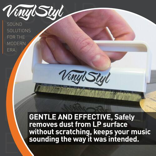 Vinyl Styl  
SOUND SOLUTIONS FOR THE MODERN ERA.  

Vinyl Styl  
GENTLE AND EFFECTIVE, Safely removes dust from LP surface without scratching, keeps your music sounding the way it was intended.