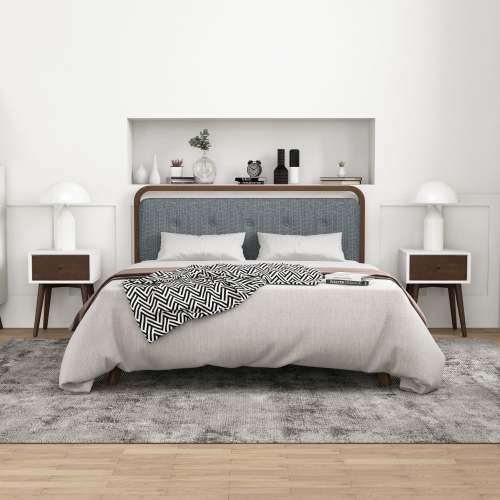 Back. LUCKY ONE - 22.5" Assembled Mid Century Nightstand 1-Drawer Solid Wood - Dark Brown,White.
