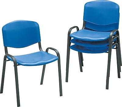 Front. Safco - Polypropylene Office Chair Stacking Chair, 4/Carton - Blue.