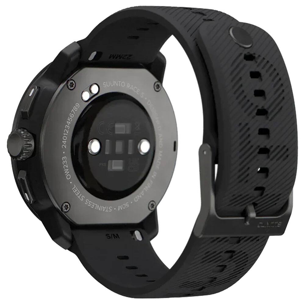 22MM  
SUUNTO RACE S  
240123456789  
DESIGNED AND MADE IN FINLAND  
STEEL AND STAINLESS  
50M S/M