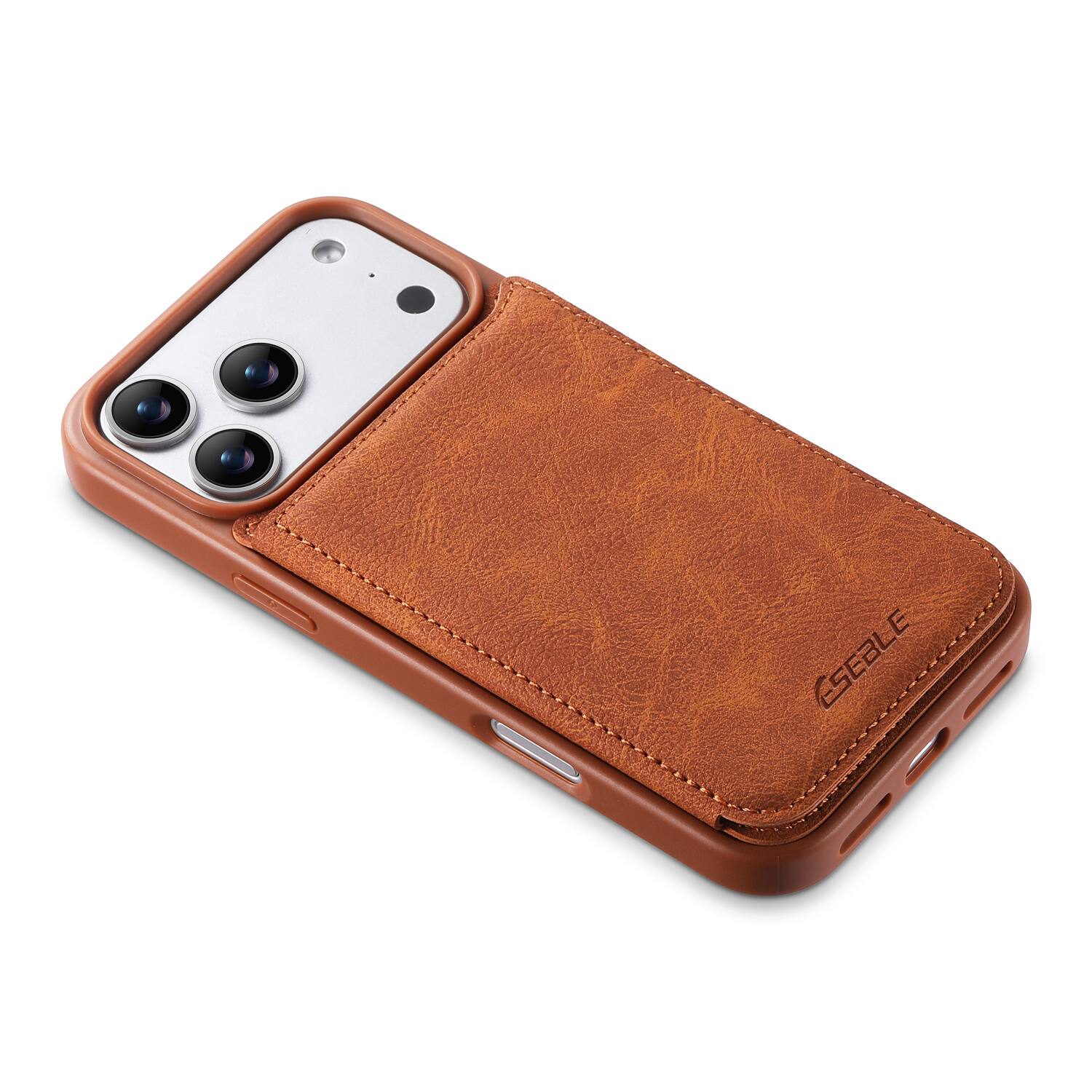 Back. Dteck - for Apple iPhone 17 Pro Max Retro PU Leather Wallet Case,Shockproof Magnetic Closure Flip Hidden Card Slots Back Cover - Brown.