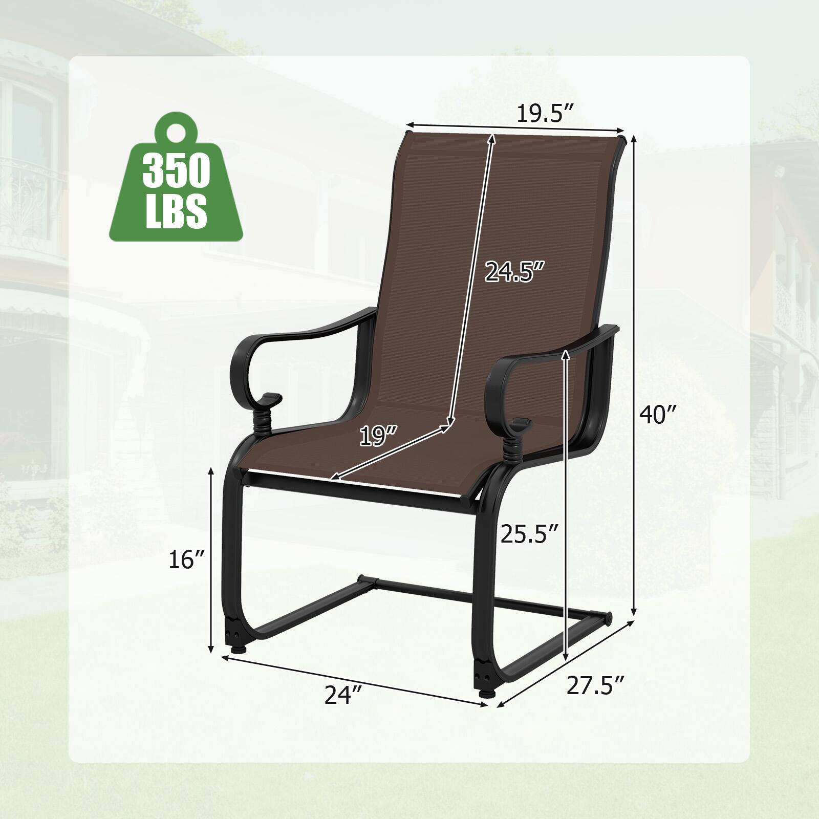 19.5"  
350 LBS  
24.5"  
19"  
40"  
16"  
25.5"  
24"  
27.5"