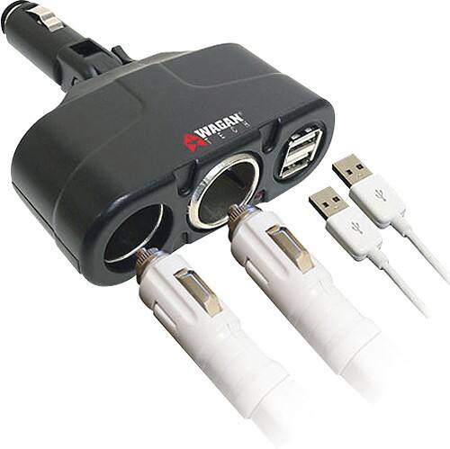 Angle Standard. Wagan - Twin USB/DC Travel Adapter.