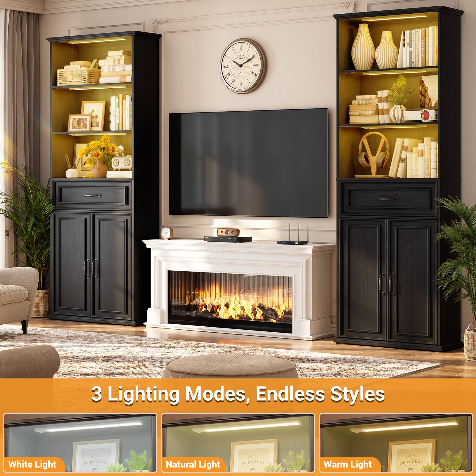 3 Lighting Modes, Endless Styles

White Light collecting Natural Light and Collecting Warm Light