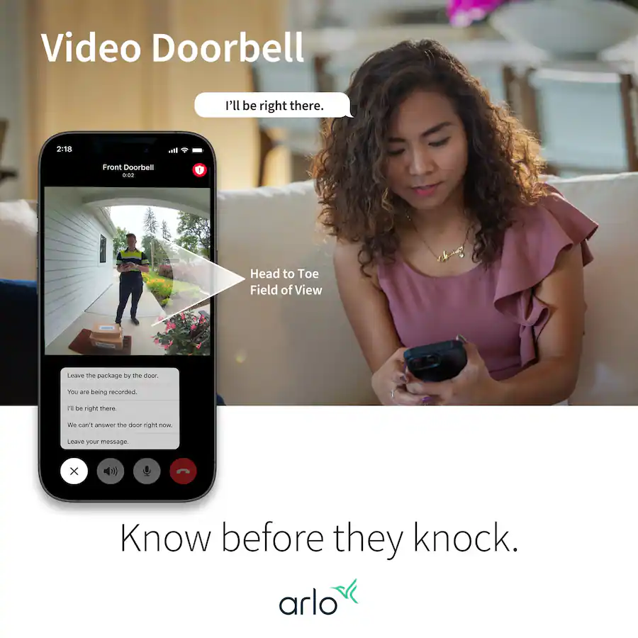 Arlo - Smart Wi-Fi Video Doorbell (2nd Generation) - Wired/Battery Operated with 2K Resolution - White