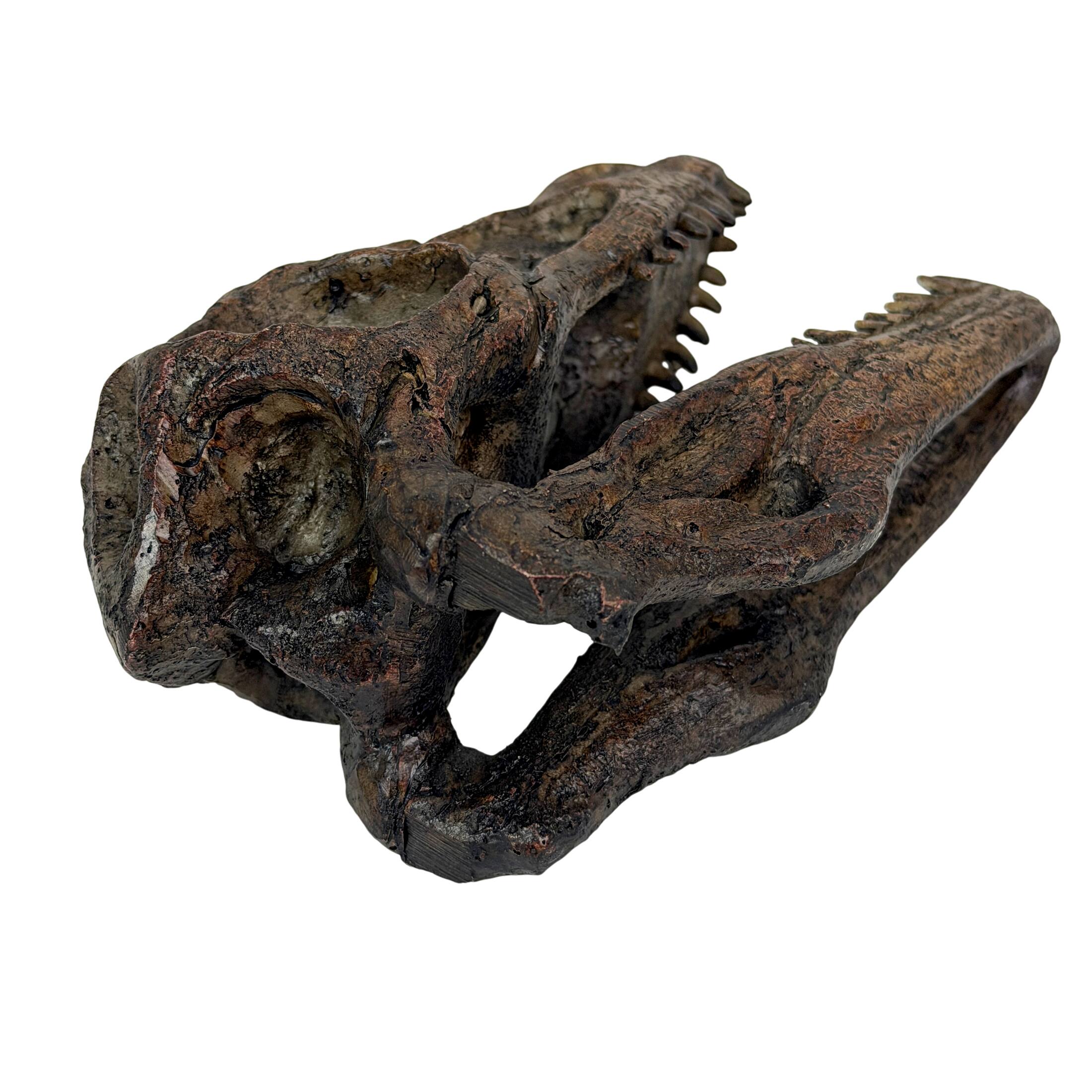 Alt View 1. Things2Die4 - Velociraptor Statue Brown Resin Dinosaur Fossil Replica 7 Inch Decor - Brown.
