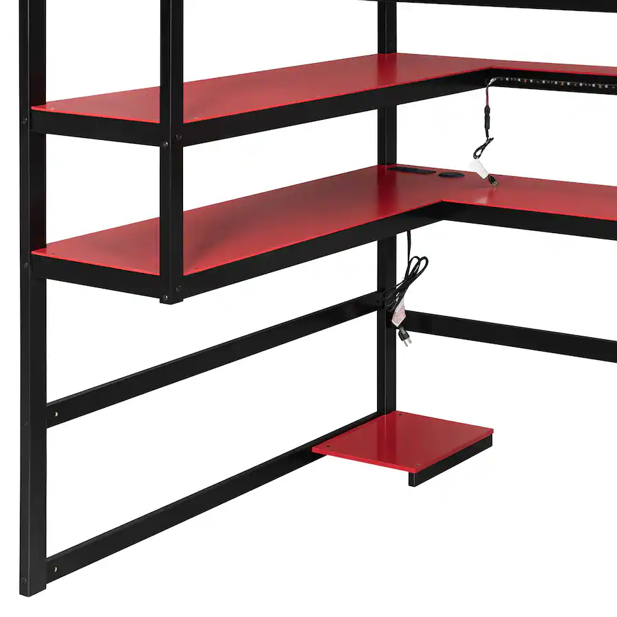 Anysun Full Size Wood Loft Bed with Desk,Side storage rack,Multi ...