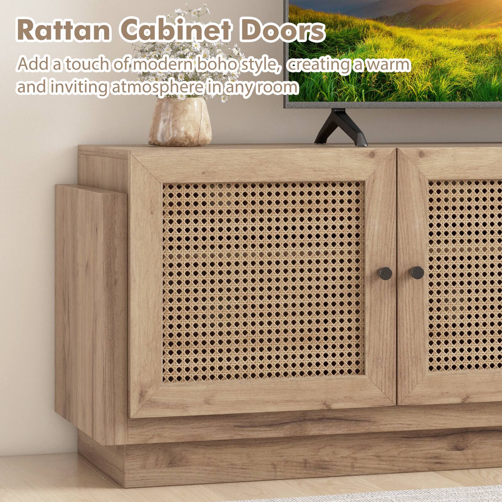 Rattan Cabinet Doors  
Add a touch of modern boho style, creating a warm and inviting atmosphere in any room