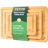 VEVOR - Cutting Board, 3 Pieces, Premium Versatile Bamboo Cutting Board with Food-Grade Oil and Juice Groove - Wood