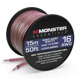 Monster - 50 Ft 16-Gauge Copper Clad Aluminum (CCA) Speaker Wire - Red