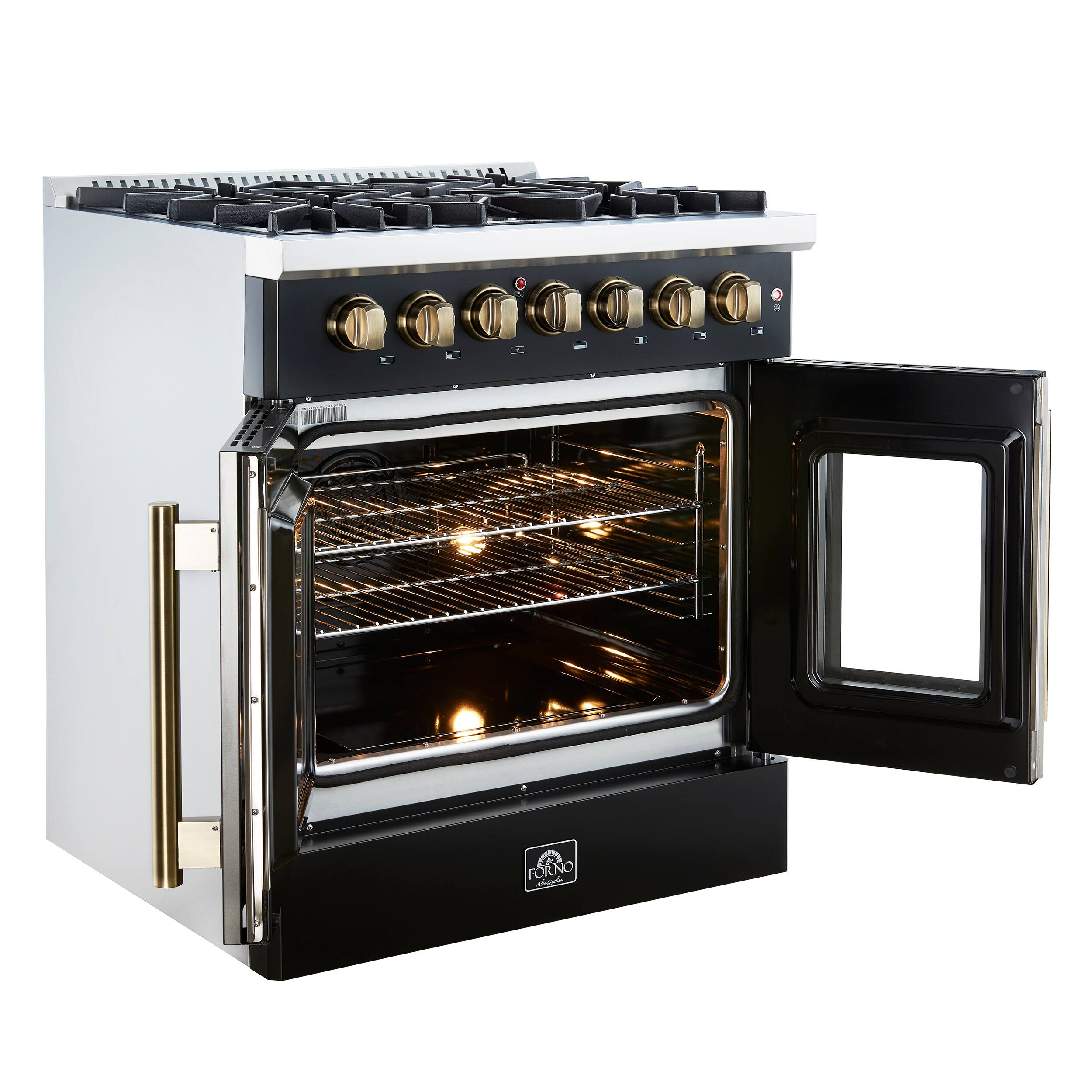 Alt View 2. Forno Appliances - Galiano 4.32 Cu. Ft. Freestanding Dual Fuel True Convection Range - Black.