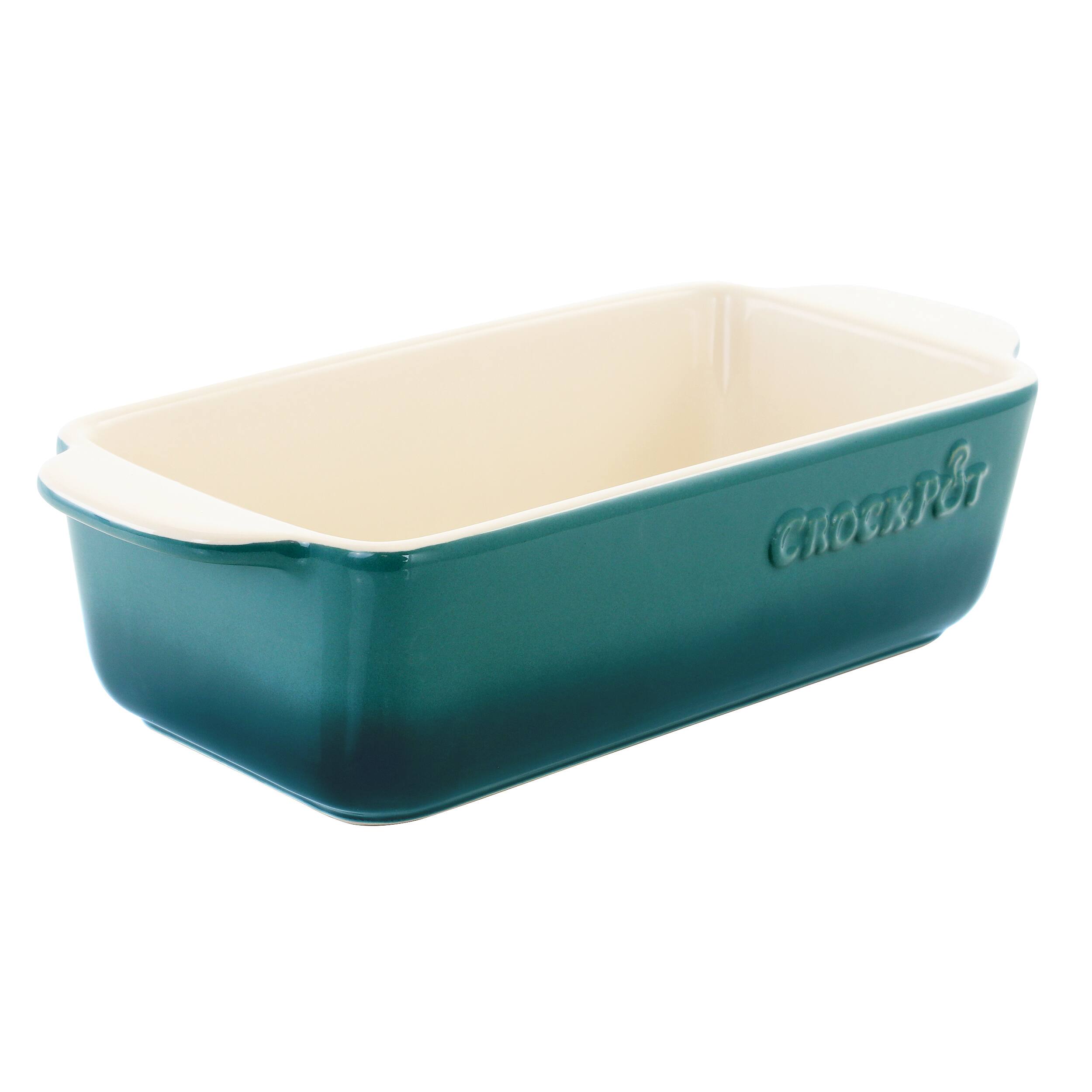 Front. Crock-Pot - Crock Pot Artisan 1.25 Quart Rectangular Stoneware Bake Pan in Gradient Teal - Gradient Teal.