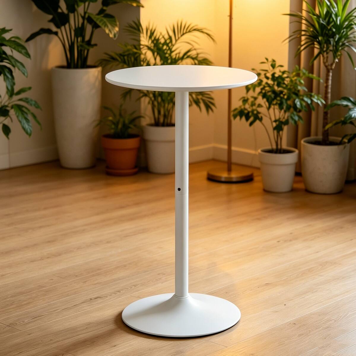 Loheer Round Bar Table, MDF Top and Matte Iron Base, 24 Inch Tabletop ...