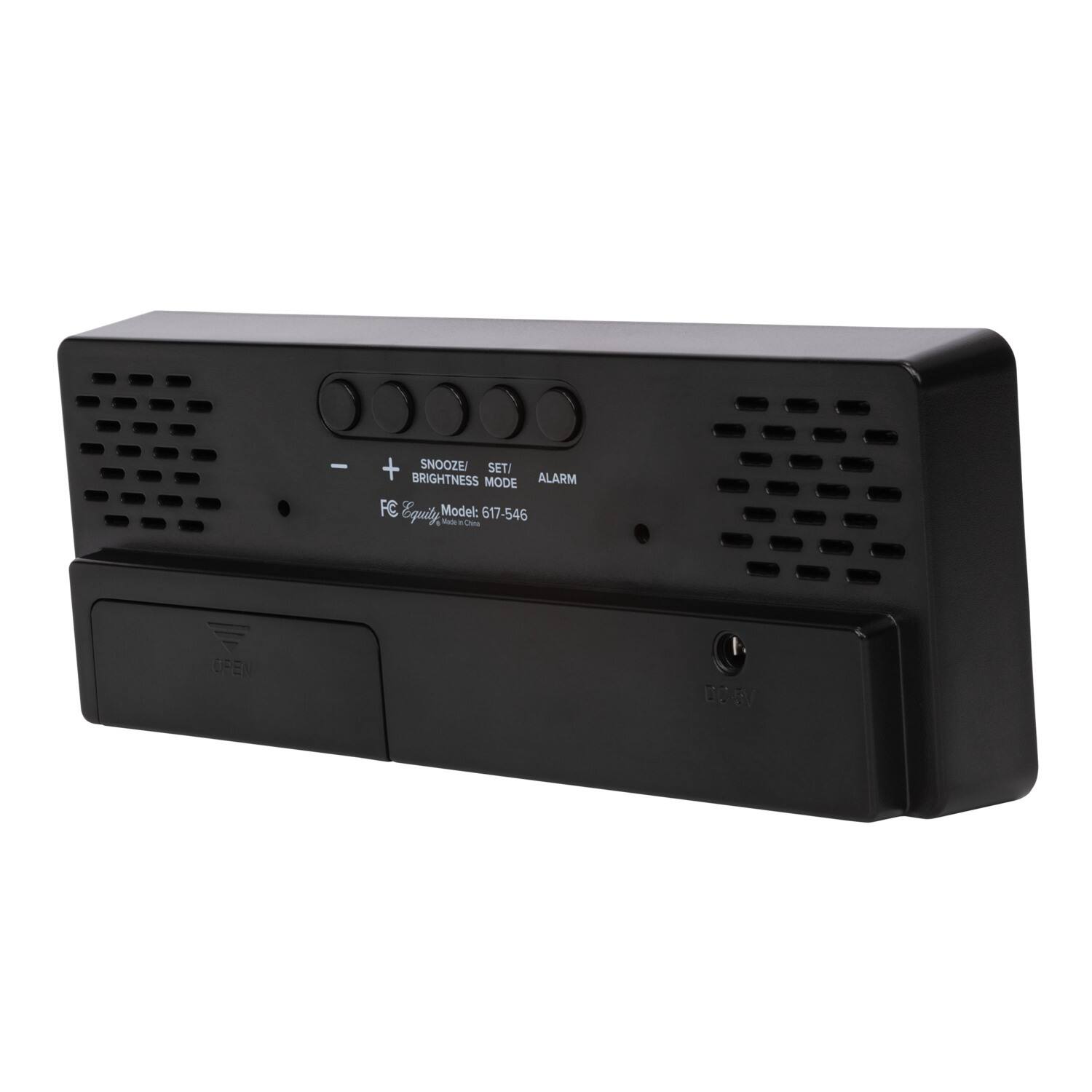 - SNOOZE/ SETI BRIGHTNESS MODE ALARM
- FC Equily Model: 617-546
- OPEN