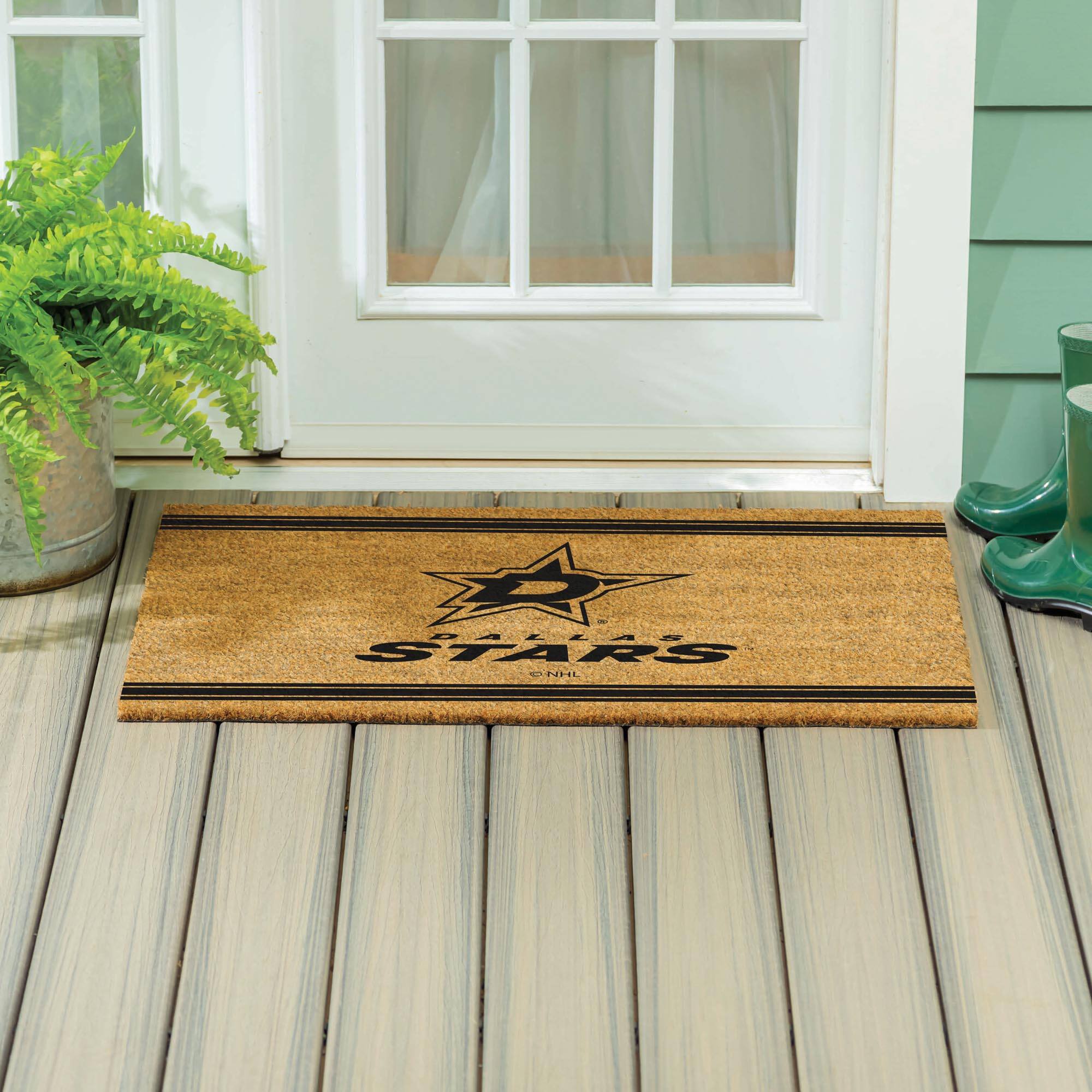Alt View 3. Evergreen Enterprises - Dallas Stars 24" x 36" Outdoor Monochrome Team Logo Coir Mat - Brown.