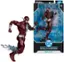 The image features a red and silver action figure of the DC Multiverse Dark Flash. The figure is in a box, and it appears to be a collectible toy. The figure is posed in a running stance, showcasing its dynamic design. The packaging of the toy is black and white, which adds to its appeal as a collectible item.