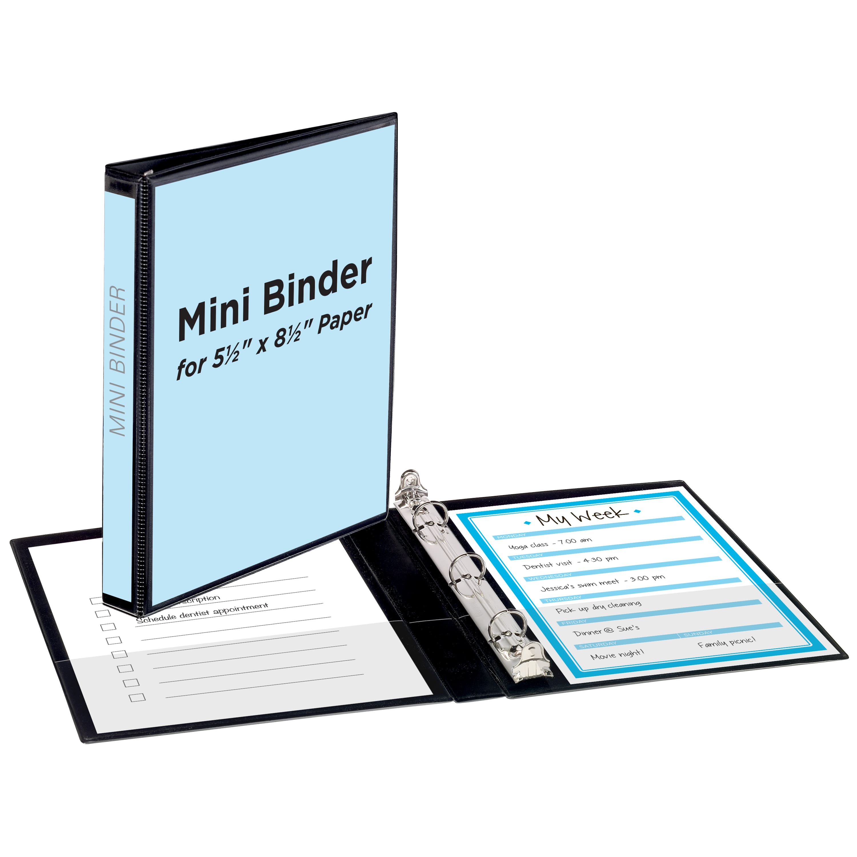 Avery - Mini View Binder, 0.5" Round Rings, Binder (27725) - Black