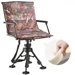 VEVOR - Hunting Chair, 360° Silent Swivel, Foldable Portable Blind Chair, Heavy-Duty Steel Frame Ground Stool Seat - Black
