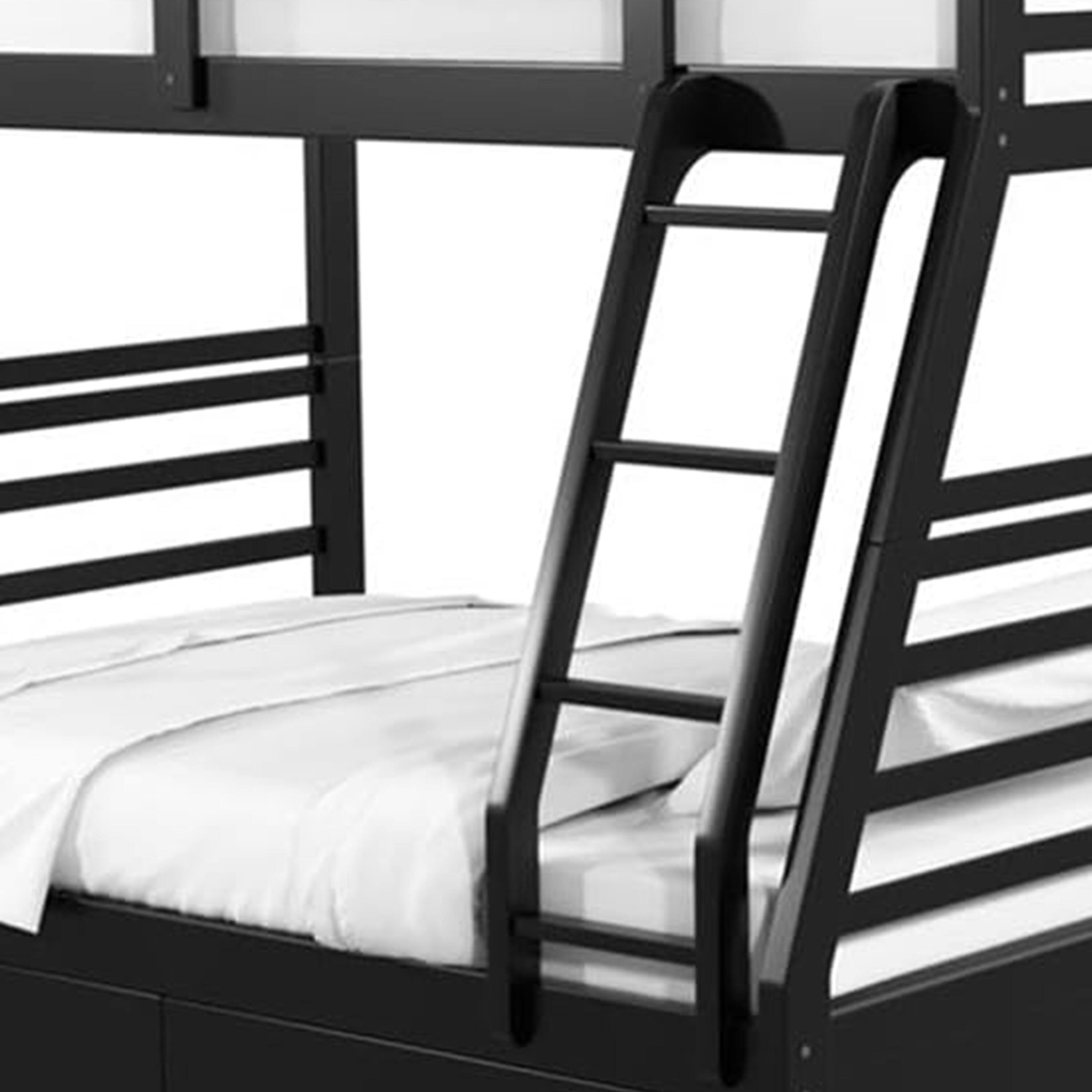 Angle. Manhattan Lane - Zegy Twin over Full Bunk Bed with 2 Drawers and Attached Ladder - Black.