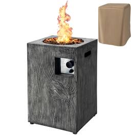 SKONYON - Outdoor Propane Fire Pit with 30000 BTU Output Lava Rocks and Weatherproof Cover