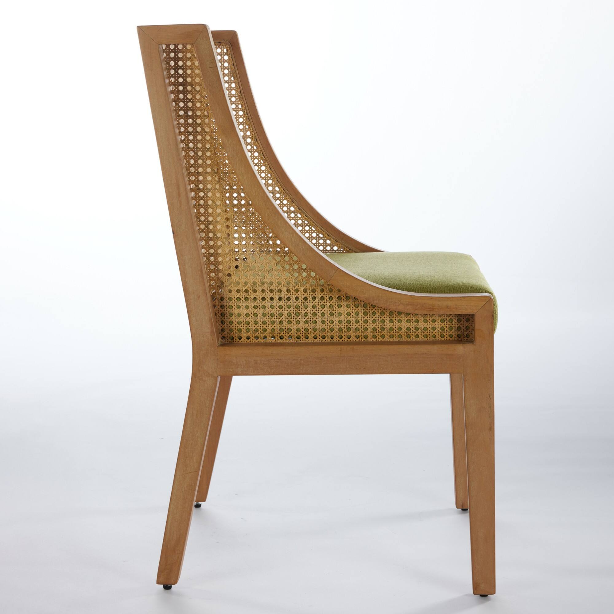 Alt View 1. GOODSILO - Rustic Solid Wood Dining Chairs with Linen Upholstery and Decorative Armrests for Kitchen or Living Room - Olive Green.