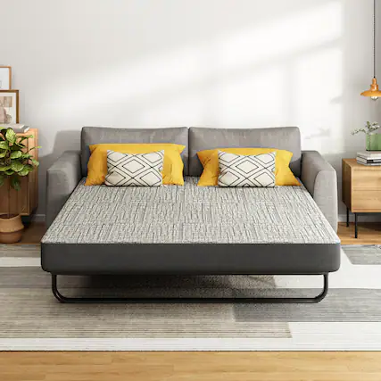 Front. Glintex - 4-Inch Queen Memory Foam Sofa Mattress, Fiberglass-Free, CertiPUR-US Certified, Washable Cover, for Sleeper Sofas, RVs - Grey.