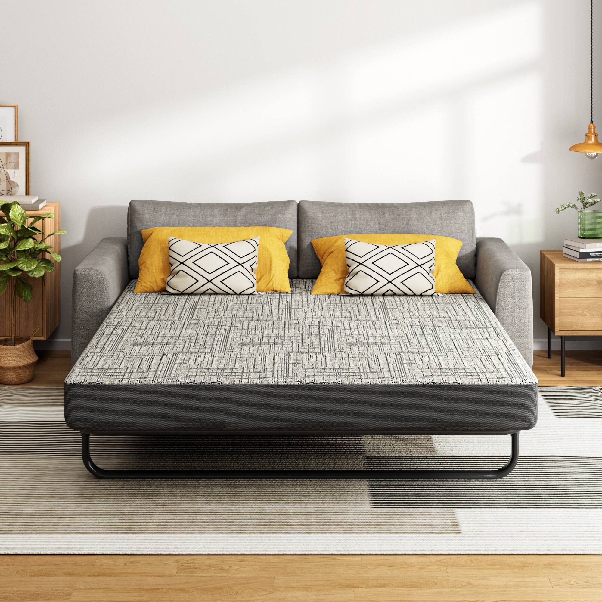 Front. Glintex - 4-Inch Queen Memory Foam Sofa Mattress, Fiberglass-Free, CertiPUR-US Certified, Washable Cover, for Sleeper Sofas, RVs - Grey.