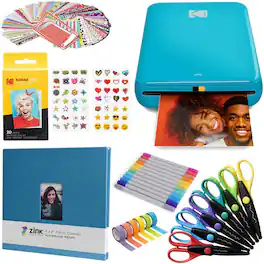 Kodak - Step Mobile Instant Photo Printer 2x3" & Scrapbook Bundle for iOS & Android - Blue