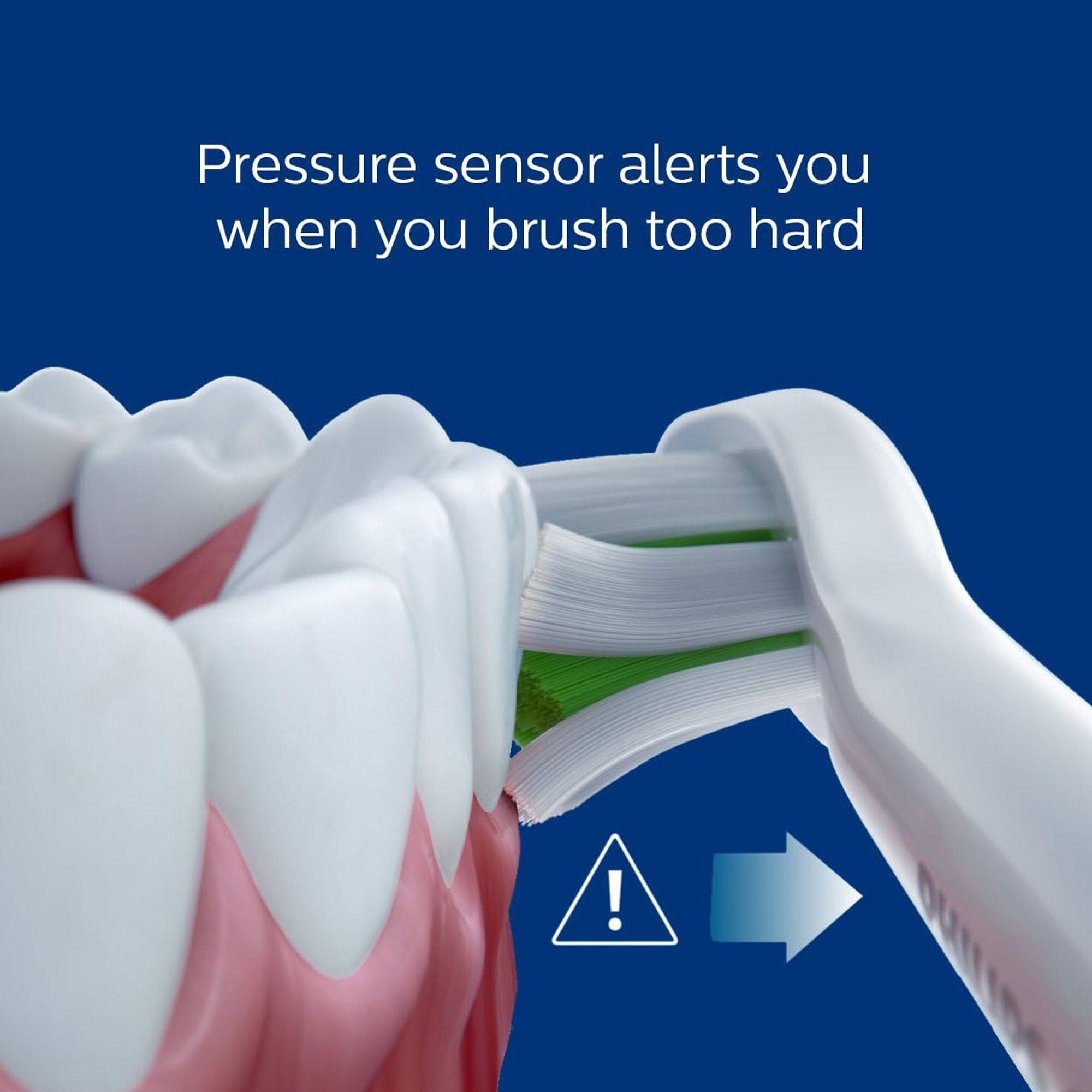 Pressure sensor alerts you when you brush too hard