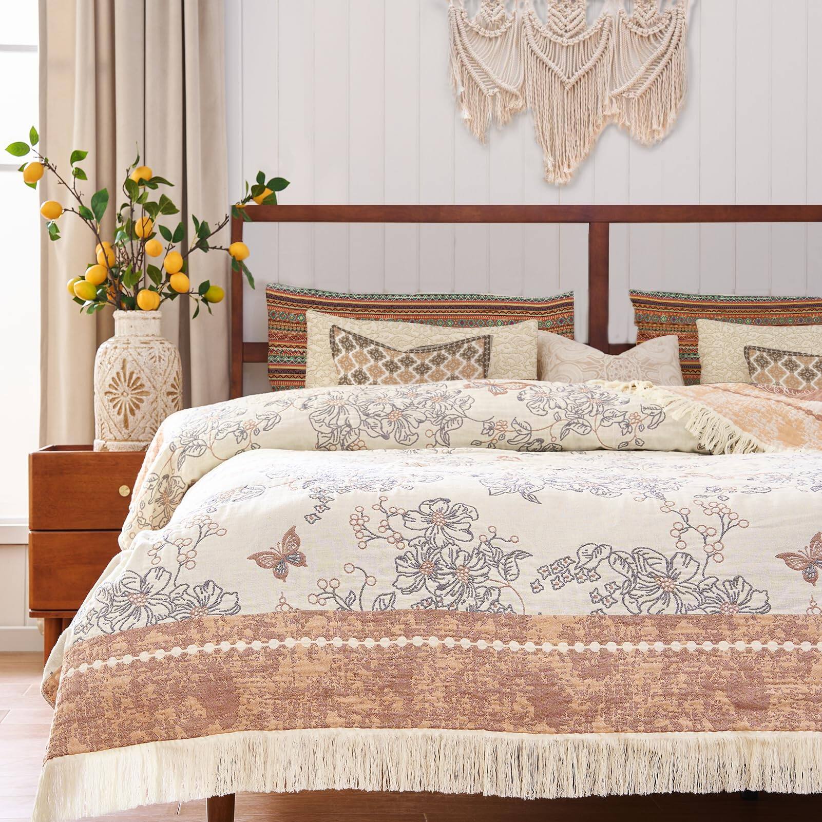 Butterfly Taupe and White-80"x90"