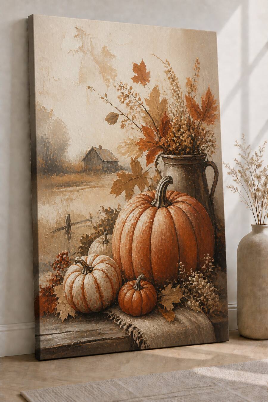FC Design Large Ready to Hang 24x36" Autumn Harvest Pumpkin Art ...
