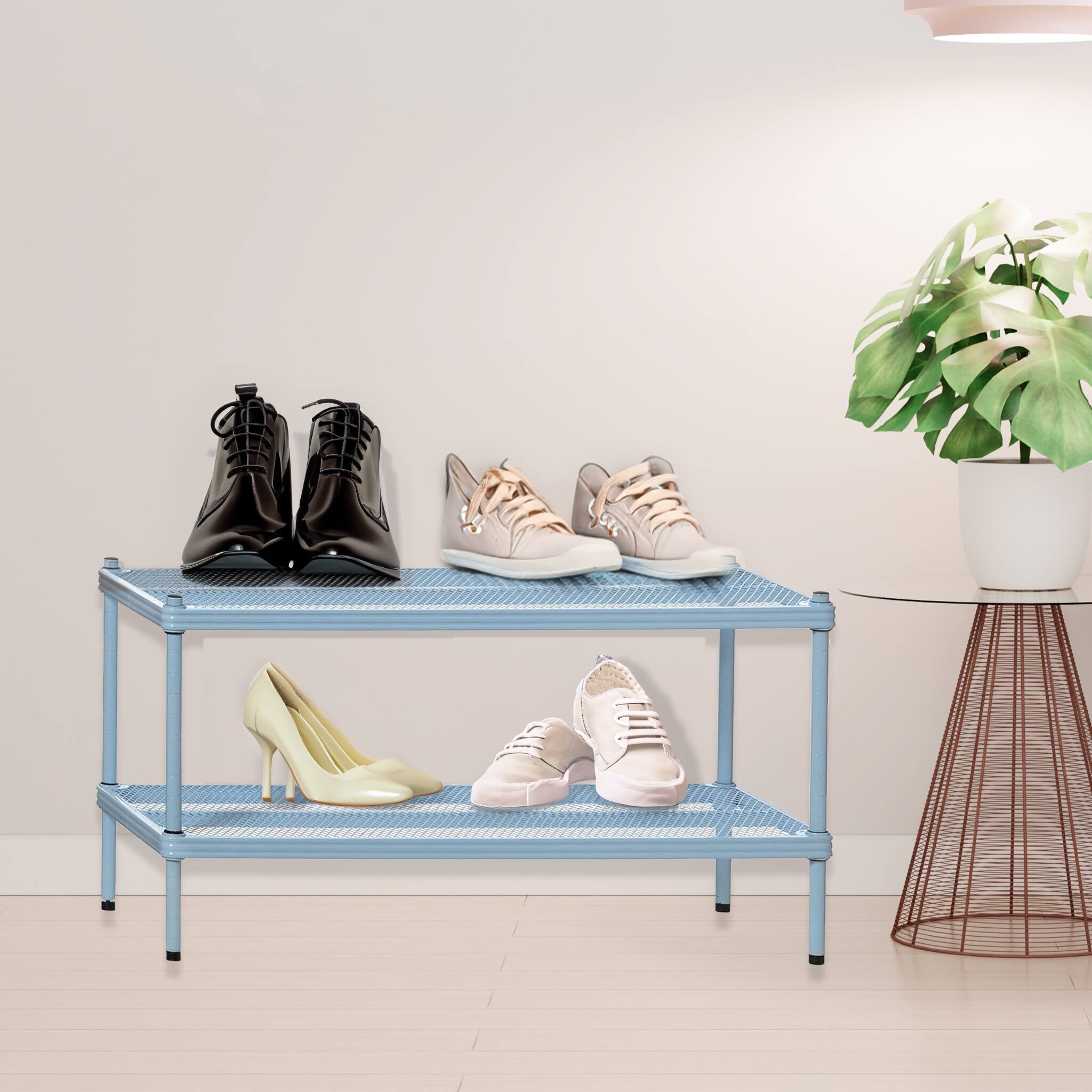 Alt View 3. Design Ideas - Design Ideas MeshWorks 2 Tier Full Metal Storage Shelving Unit Rack, Sky Blue - Sky Blue.