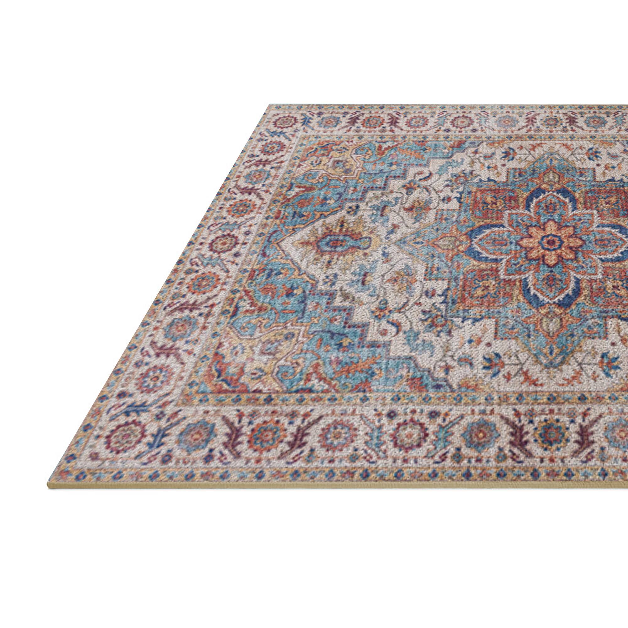 Alt View 5. Ihomeadore - 7FT x 5FT Vintage Bohemia Cotton Area Rug with Non-Slip TPR Backing for Indoor Living Room and Entryway - Red.