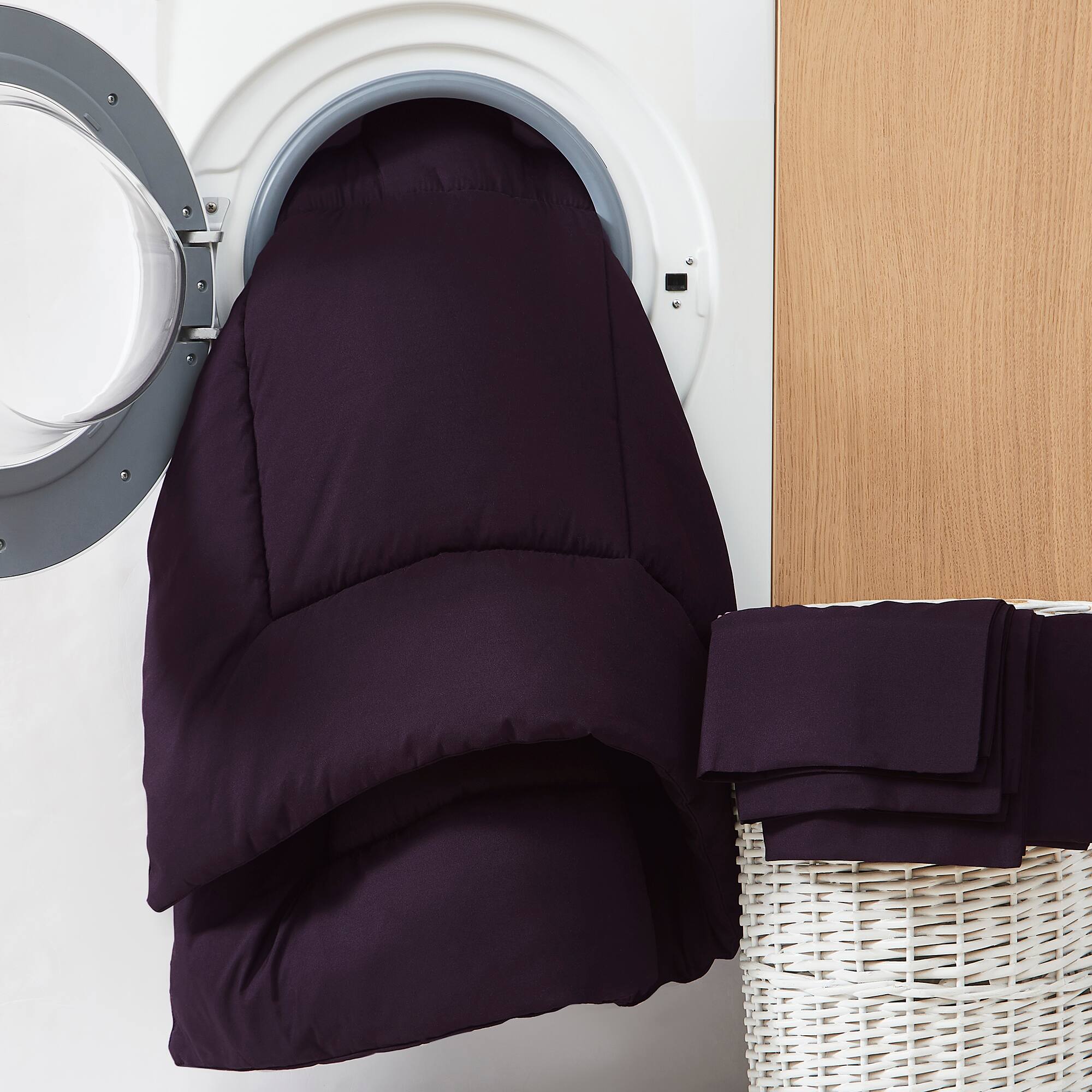 Alt View 1. Sweet Home Collection - All Season Reversible Bed-in-A-Bag Solid Color Comforter & Sheet Set, California King - Purple.