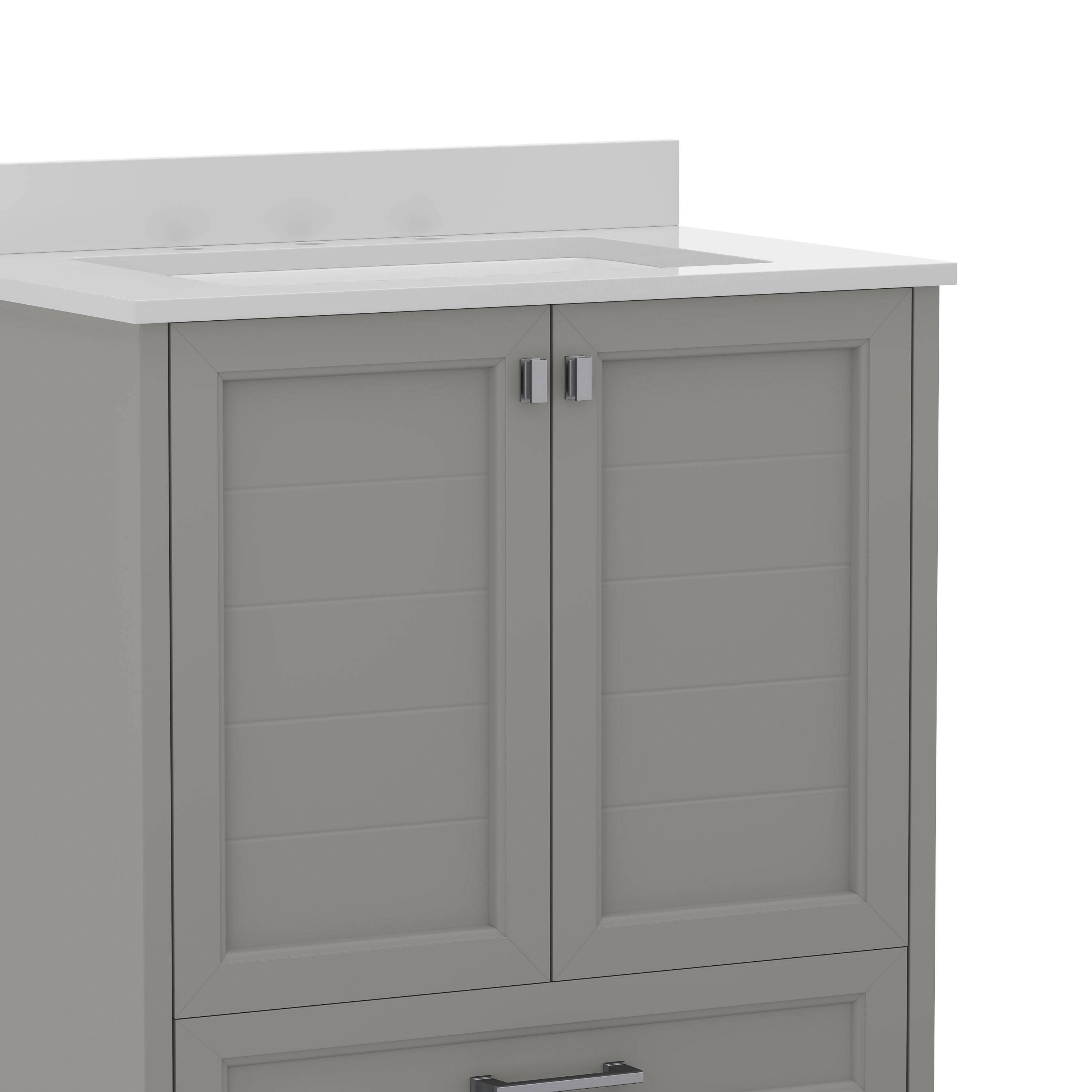 Alt View 9. Emma + Oliver - Bathroom Vanity w/ Ceramic Undermount Sink, Cabinet, Bottom Drawer - Gray.