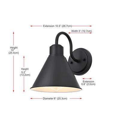 Extension 10.5" (26.7cm)
Width 5" (12.7cm)
Height 10" (25.4cm)
Height 5.2" (13.2cm)
Extension 0.8" (2.0cm)
Diameter 8" (20.3cm)