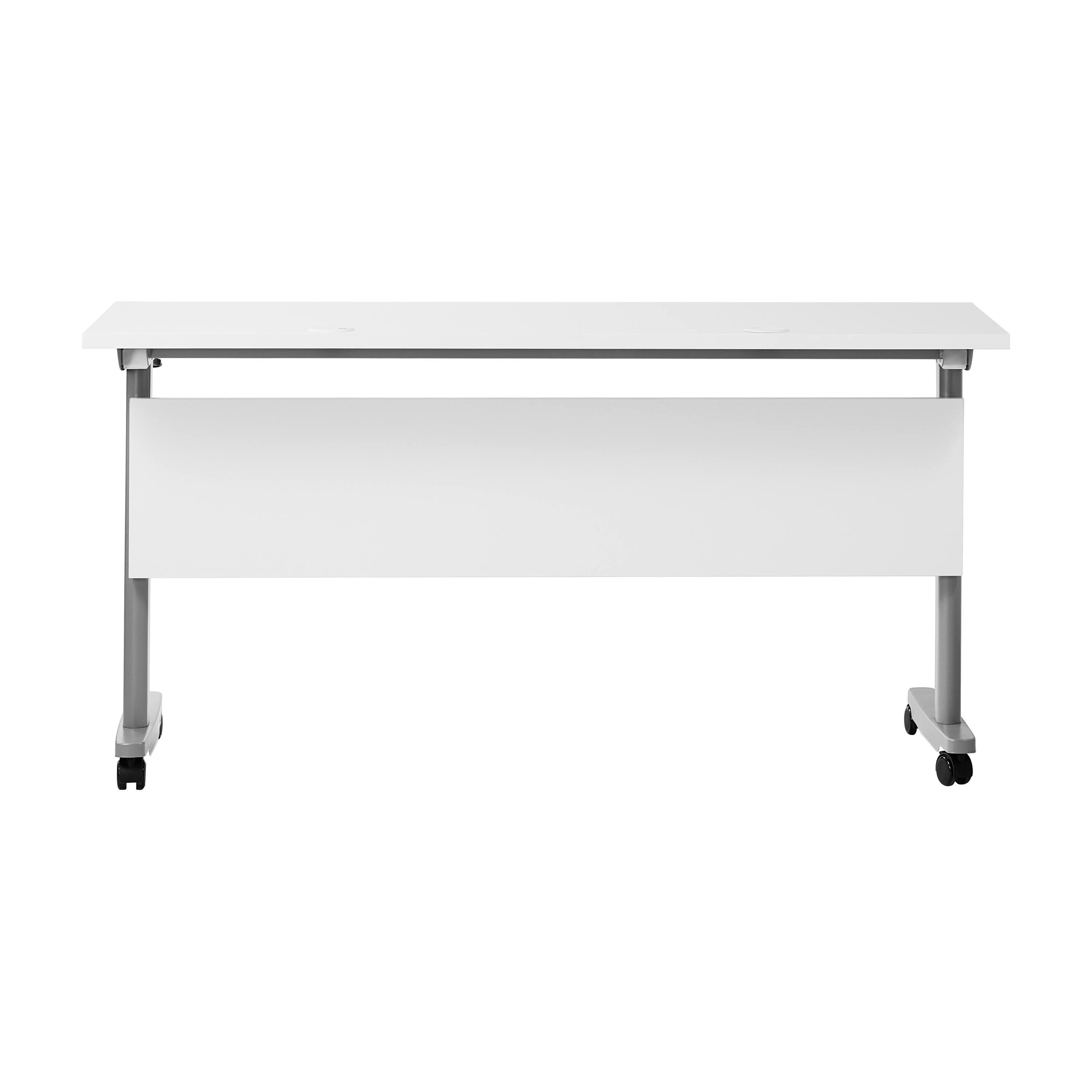 Alt View 5. Emma + Oliver - Hahn Heavy-Duty Flip Top Training Table with Nesting Design, Privacy Panel, T-Legs, Tabletop, Metal Frame - White Top/Gray Frame.