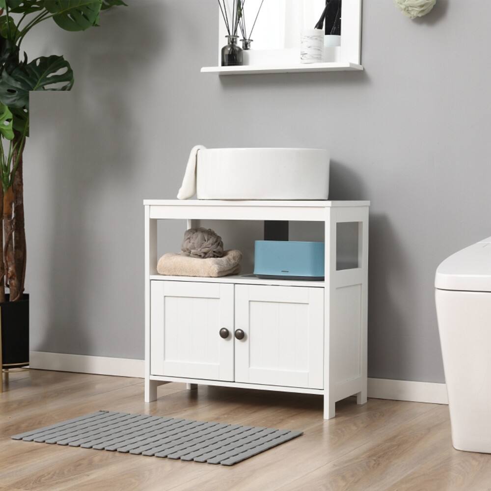 Alt View 2. SlickBlue - Under-Sink Storage Cabinet Bathroom Vanity Cabinet with Shelves & Double Doors - White.