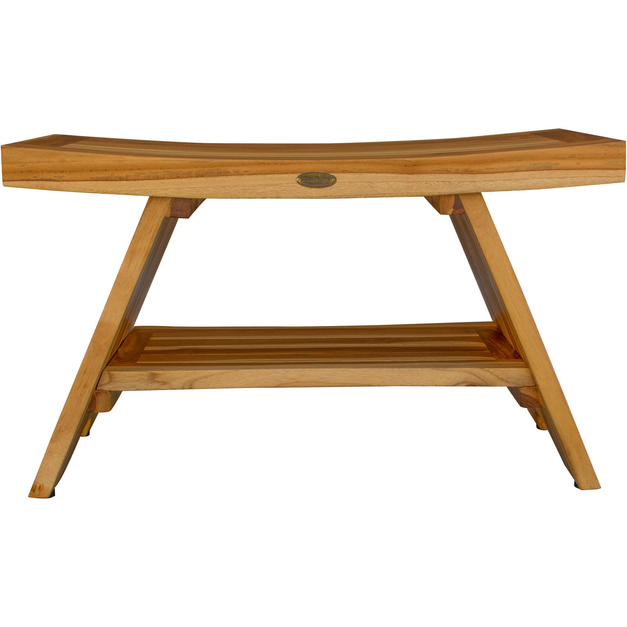 Left. EcoDecors - EcoDecors 30 Inch Serenity Waterproof Teak Wood Shower Bench - EarthyTeak.