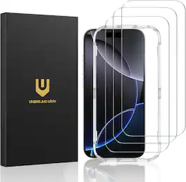 UNBREAKcable - 3-Pack Screen Protector Tempered Glass for iPhone 16 Pro Max - Clear