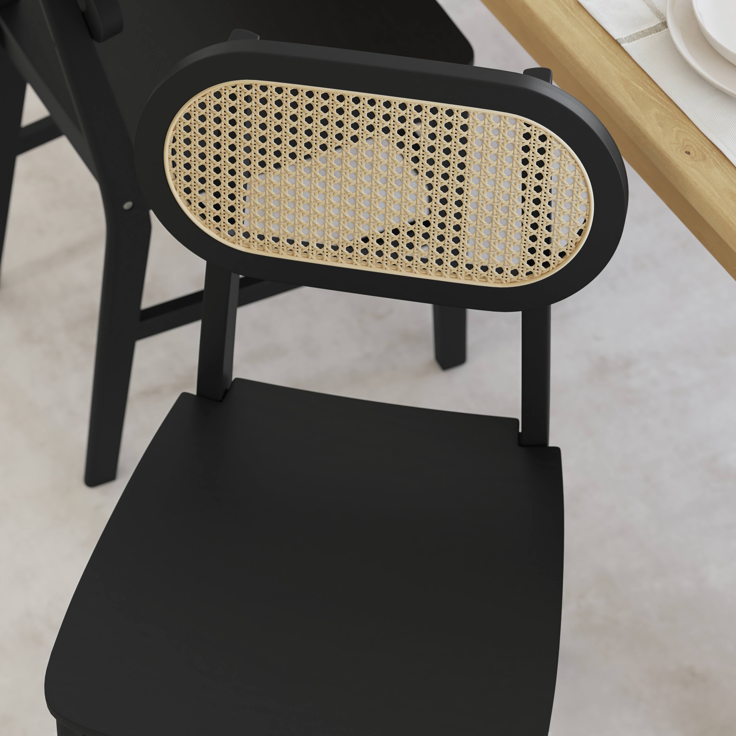Alt View 5. Emma + Oliver - Marley Set of 2 Cane Rattan Dining or Accent Chairs with Solid Wood Frames and Seats and Woven Backrest - Black.