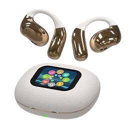 Cluzine - Real-Time AI Translator Earbuds, 156 Languages, Touch Screen, OWS Open Ear Travel Headphones - Off White