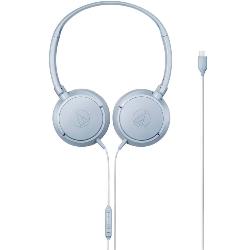 Alt View 2. Audio-Technica - Audio Technica ATHS120CGY USB-C On-Ear Wired Headphones - Blue-Gray - Blue.