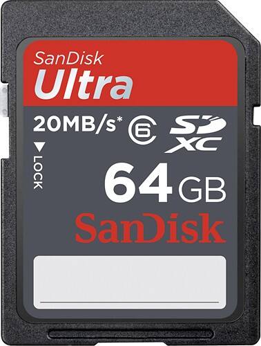 Front Standard. SanDisk - Ultra 64GB Secure Digital Extended Capacity (SDEC) Memory Card.