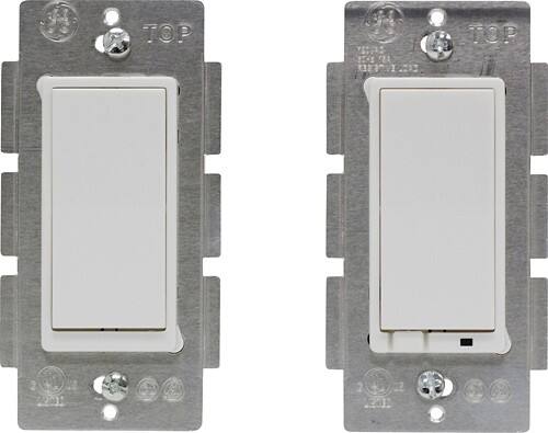 Front Standard. GE - 3-Way Wireless Lighting Dimmer Control Kit for Z-Wave Certified Light Fixtures - White.