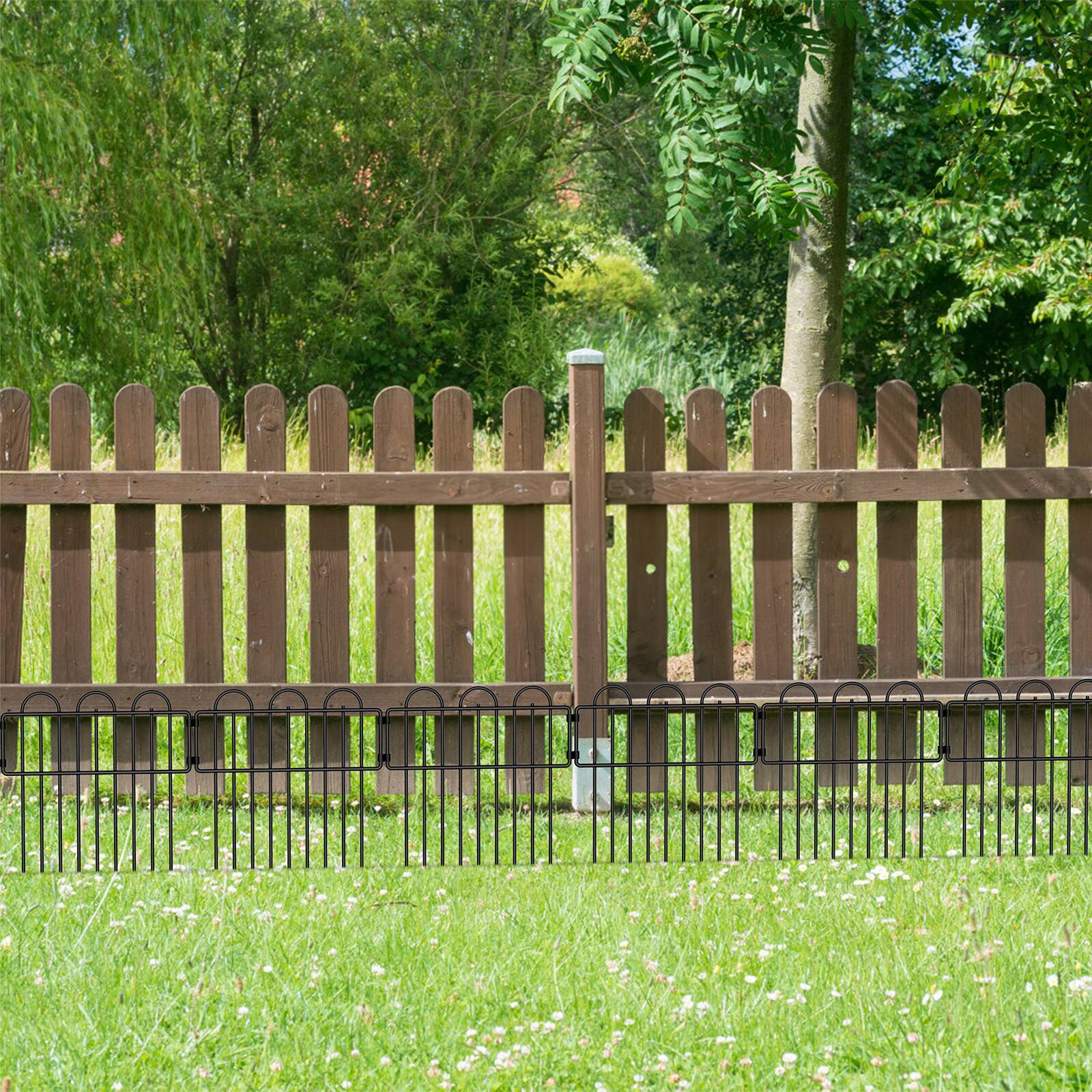 Alt View 2. Oumilen - 20-Pack No Dig Garden Fence Panels, 16.5in Tall Black Metal Animal Barrier with Rustproof Coating, Total 21.5ft Length.