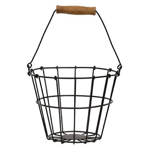 Front. BreeBe - *Black Wire Egg Basket - Black.