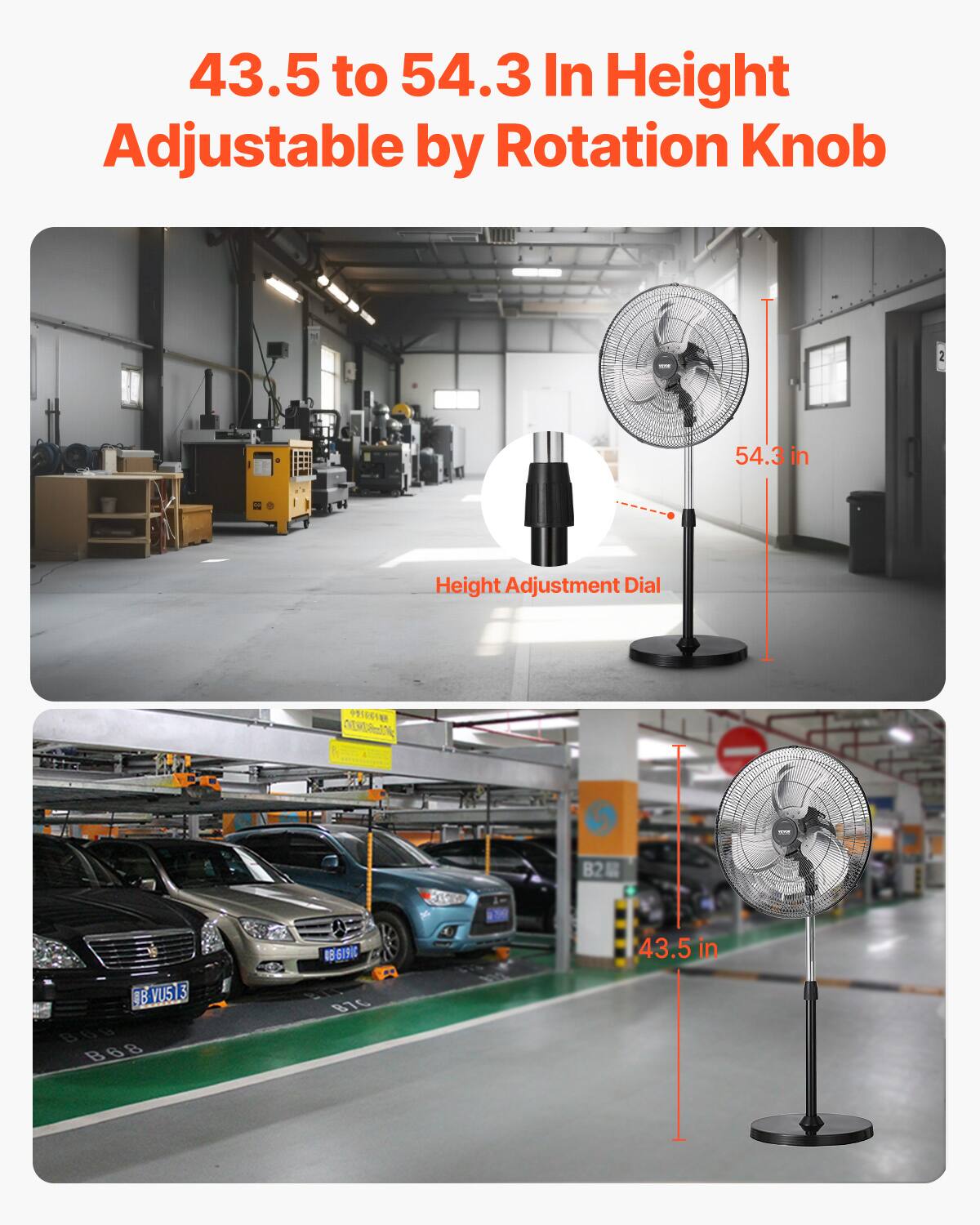 43.5 to 54.3 In Height Adjustable by Rotation Knob

Height Adjustment Dial

54.3 in

43.5 in