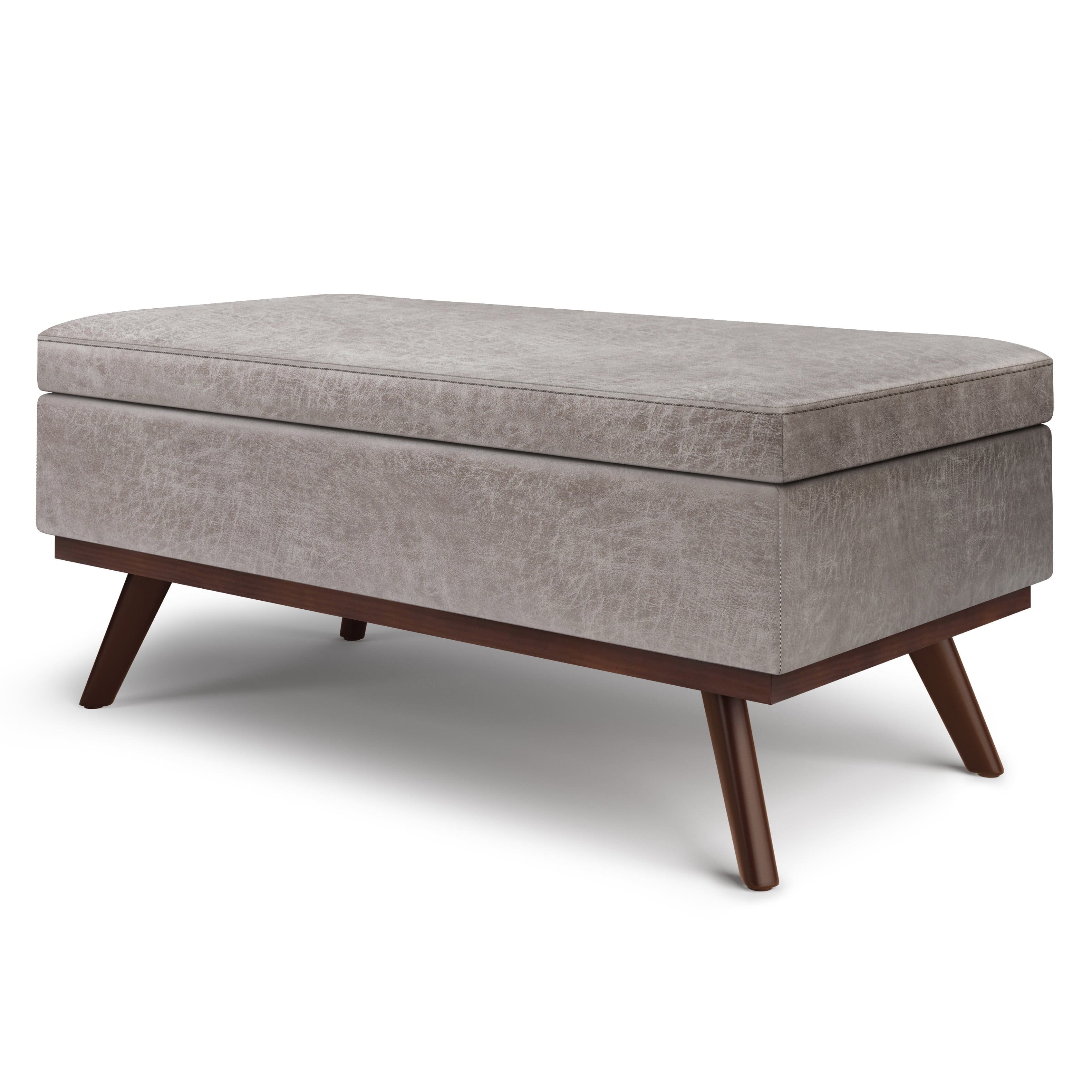 Left. Simpli Home - Owen Lift Top Large Coffee Table Storage Ottoman - Distressed Grey.