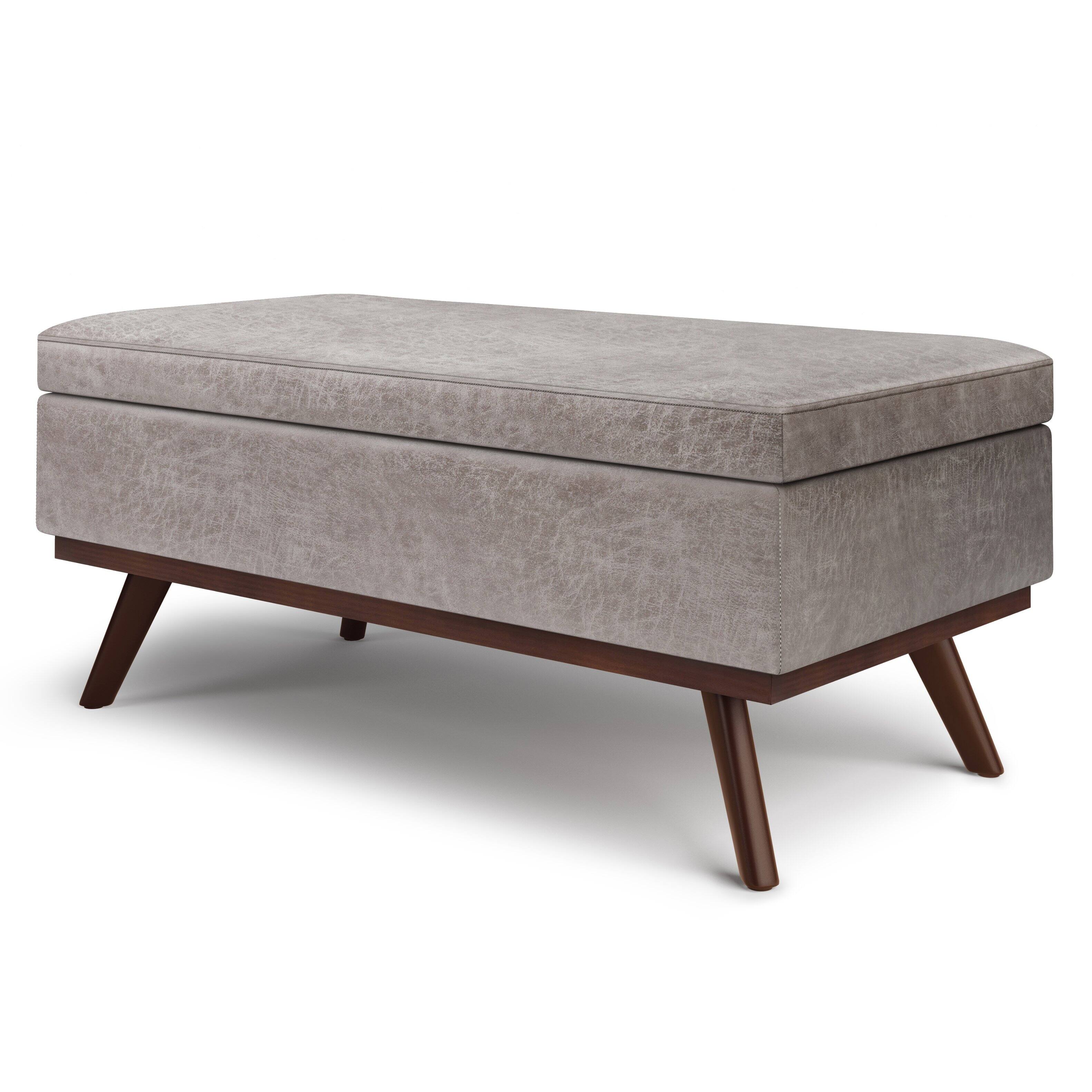 Left. Simpli Home - Owen Lift Top Large Coffee Table Storage Ottoman - Distressed Grey.